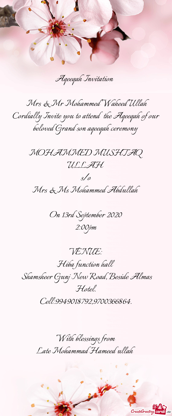 Mrs & Mr Mohammed Waheed Ullah