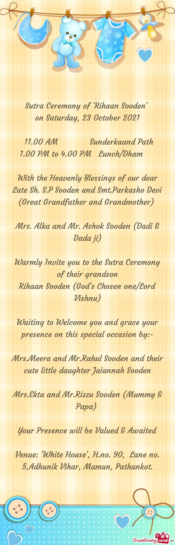Mrs. Alka and Mr. Ashok Sooden (Dadi & Dada ji)