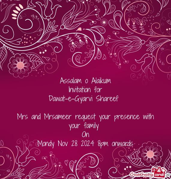 Mrs and Mrsameer request your presence with your family