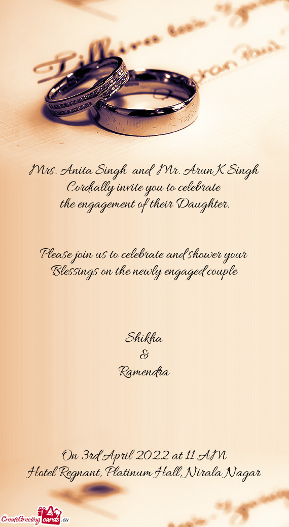 Mrs. Anita Singh and Mr. Arun K Singh