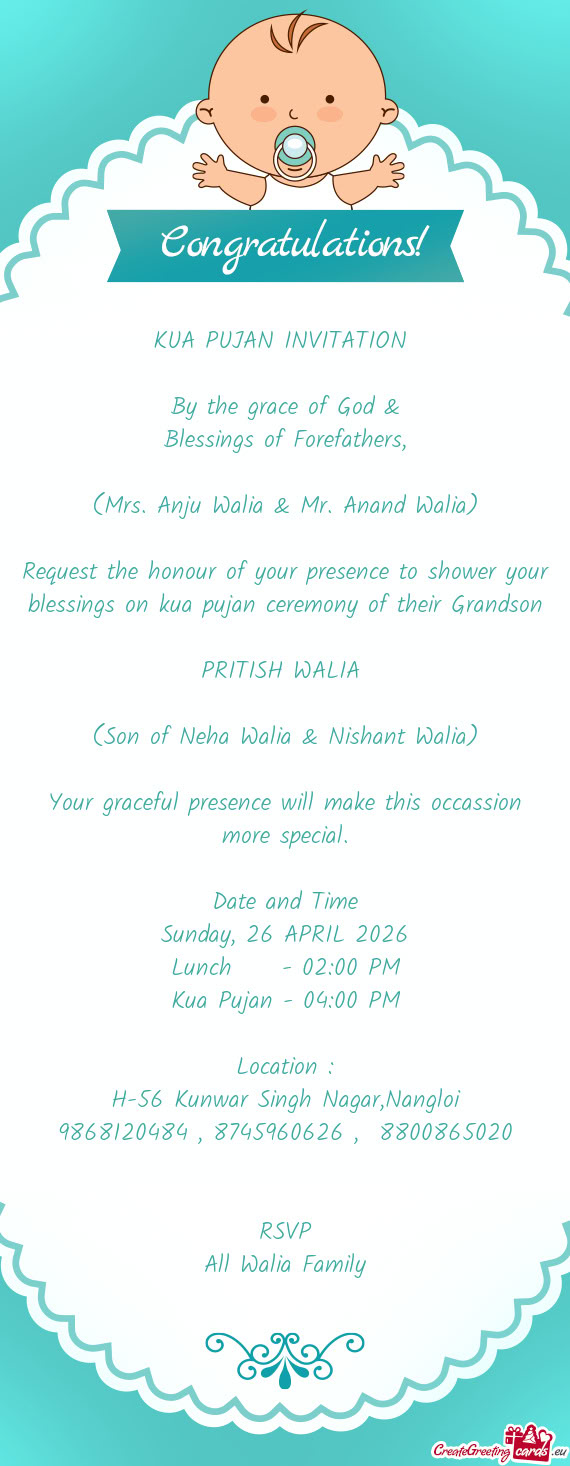 (Mrs. Anju Walia & Mr. Anand Walia)