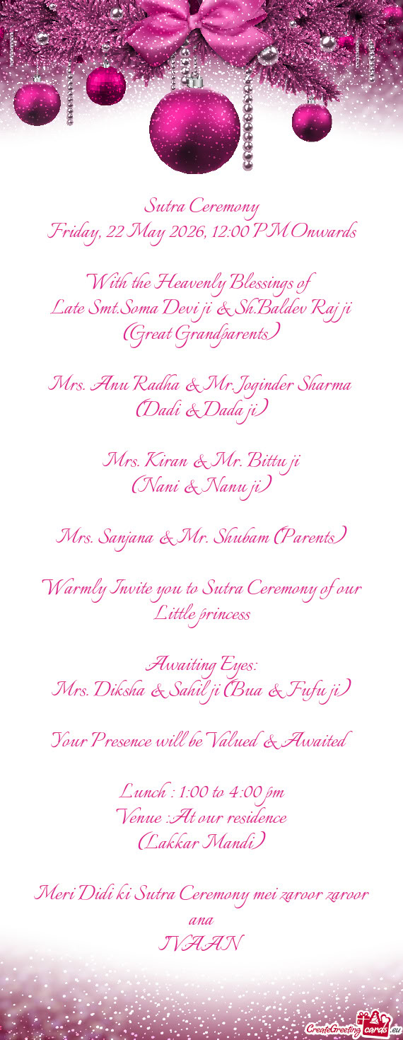 Mrs. Anu Radha & Mr. Joginder Sharma