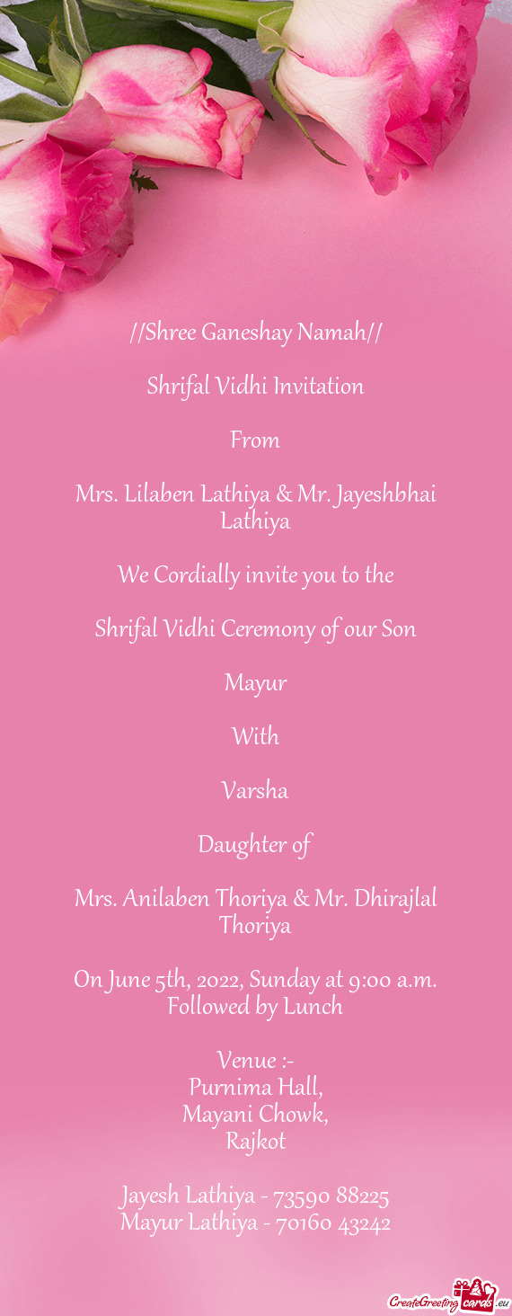 Mrs. Lilaben Lathiya & Mr. Jayeshbhai Lathiya