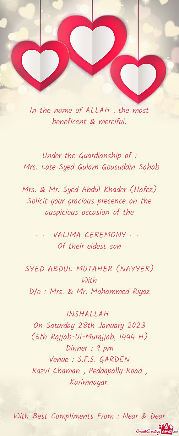 Mrs. & Mr. Syed Abdul Khader (Hafez)