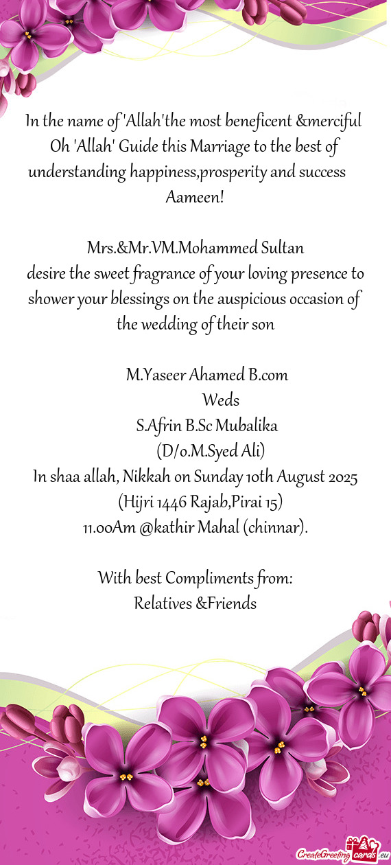 Mrs.&Mr.VM.Mohammed Sultan