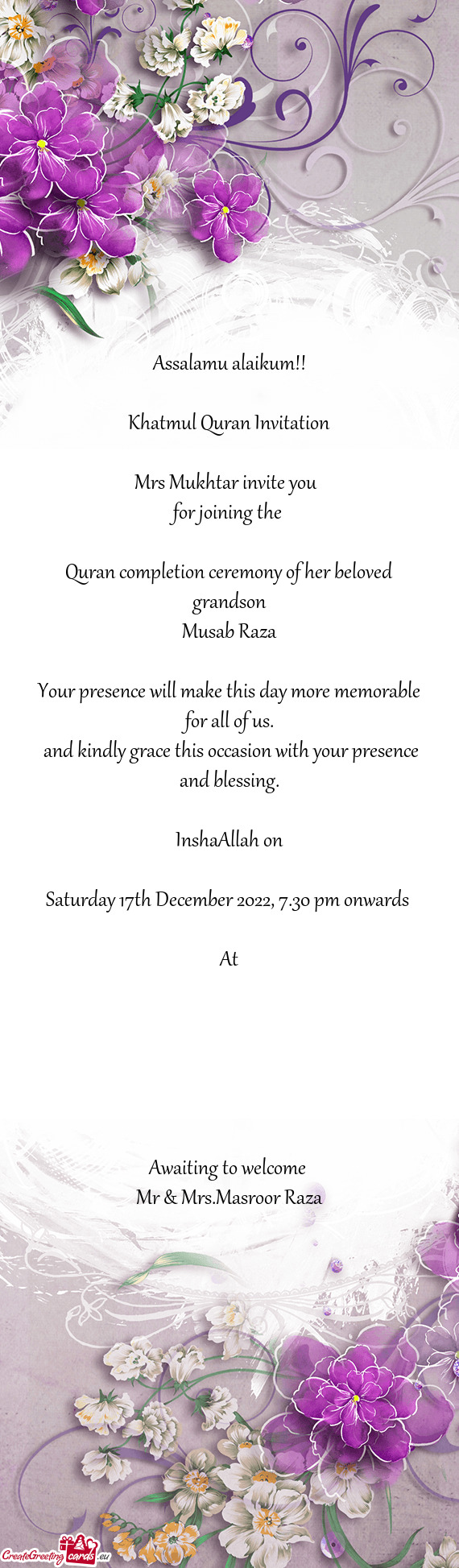 Mrs Mukhtar invite you