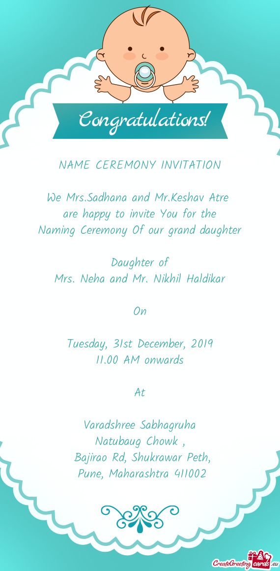 Mrs. Neha and Mr. Nikhil Haldikar