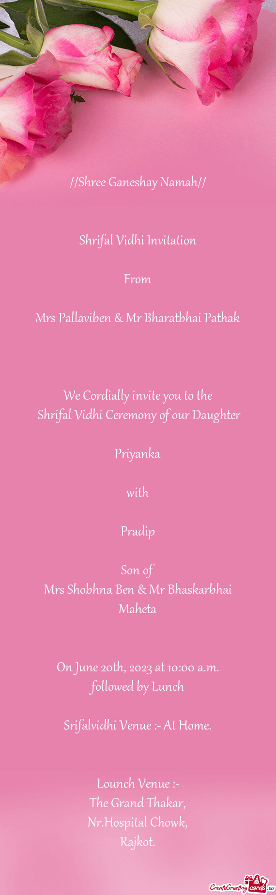 Mrs Pallaviben & Mr Bharatbhai Pathak