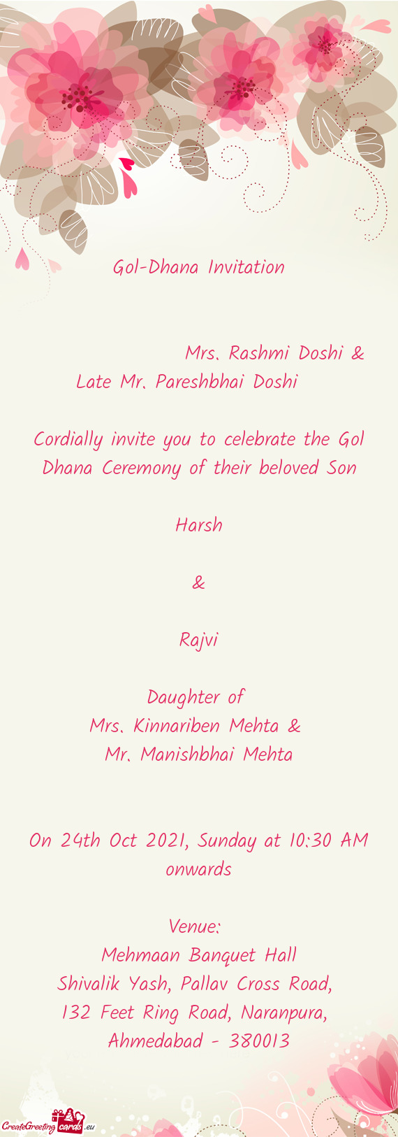 Mrs. Rashmi Doshi & Late Mr. Pareshbhai Doshi