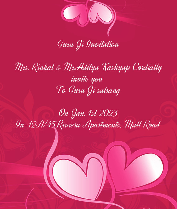 Mrs. Rinkal & Mr.Aditya Kashyap Cordially invite you