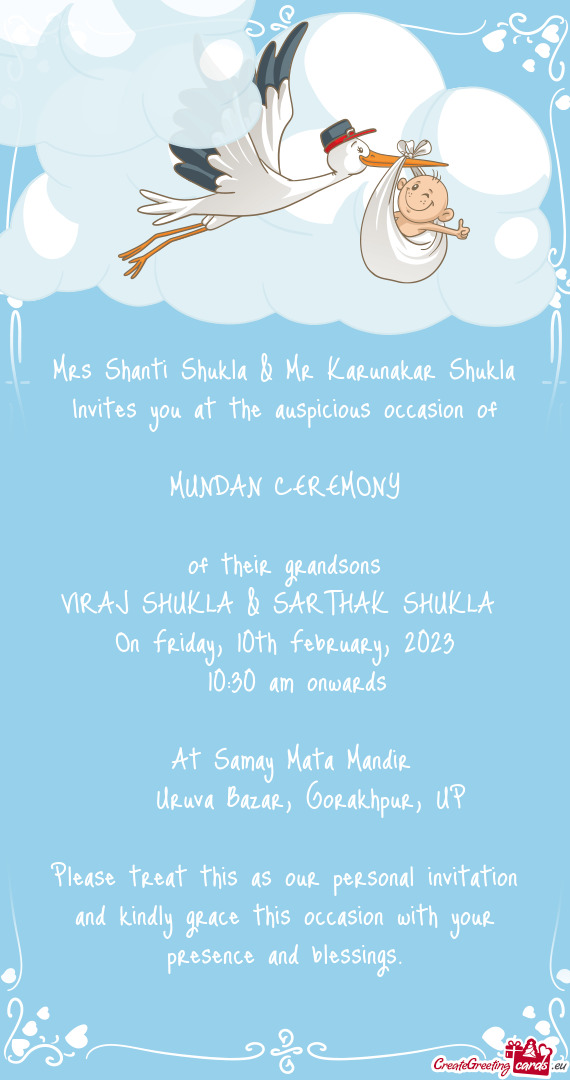 Mrs Shanti Shukla & Mr Karunakar Shukla