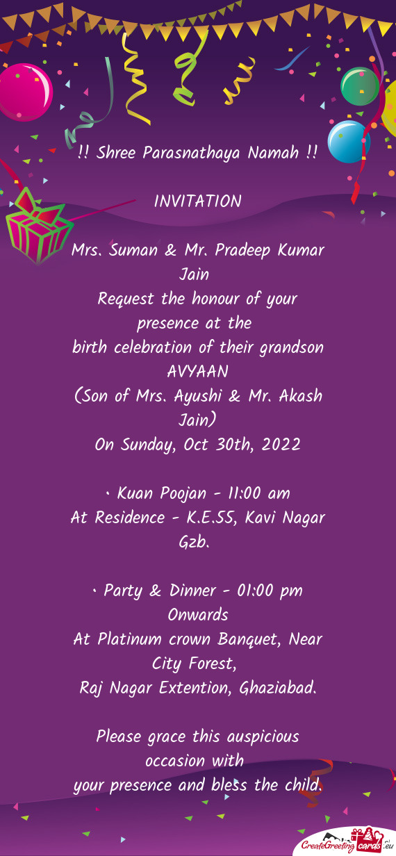 Mrs. Suman & Mr. Pradeep Kumar Jain