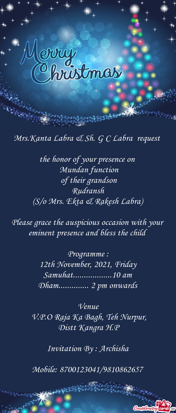 Mrs.Kanta Labra & Sh. G C Labra request