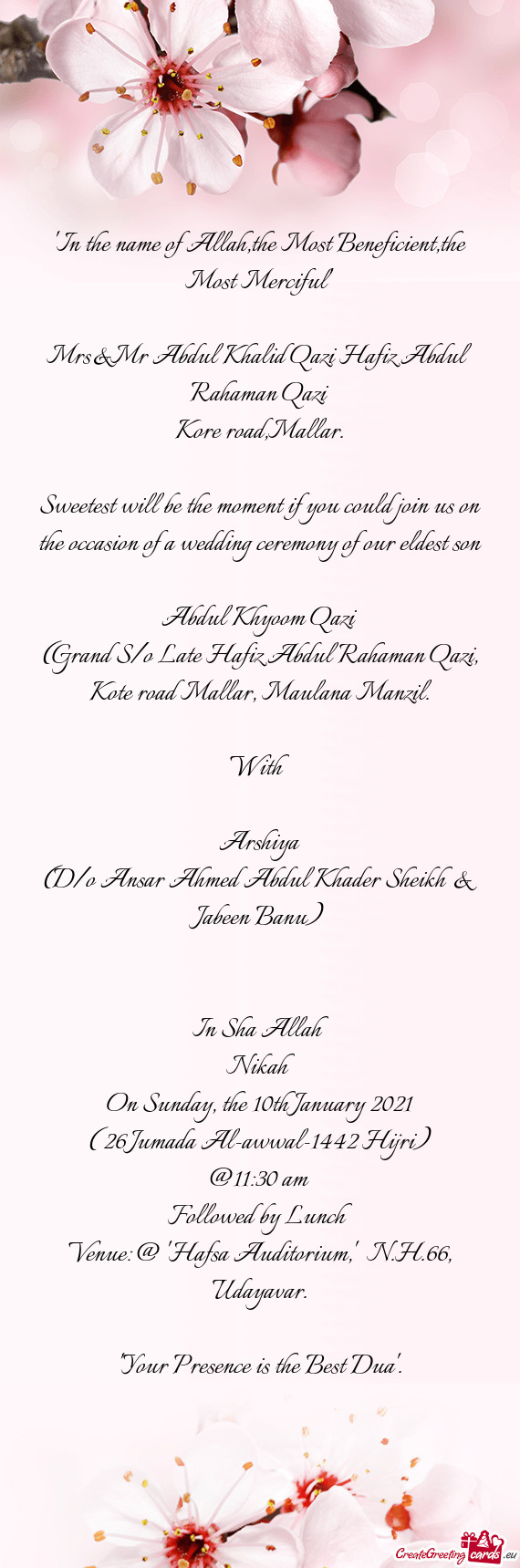 Mrs&Mr Abdul Khalid Qazi Hafiz Abdul Rahaman Qazi