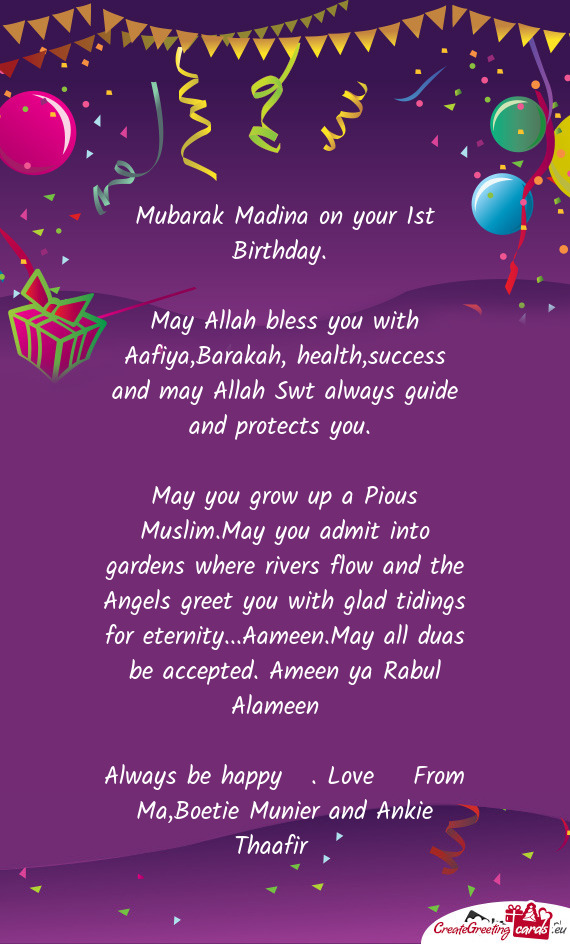 Mubarak Madina on your 1st Birthday