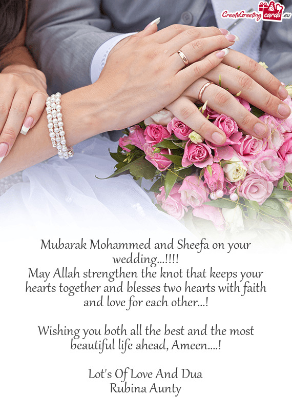 Mubarak Mohammed and Sheefa on your wedding