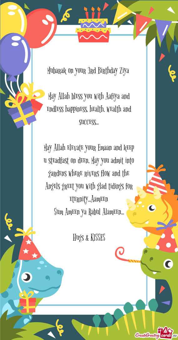 Mubarak on your 3rd Birthday Ziya