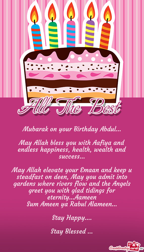 Mubarak on your Birthday Abdul