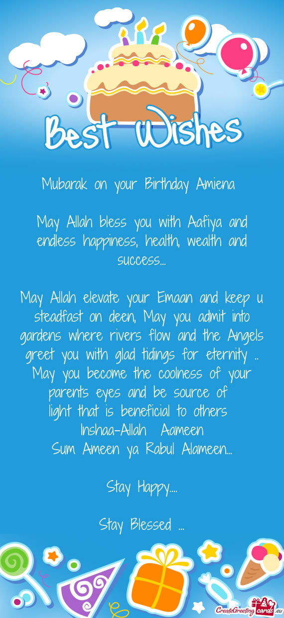 Mubarak on your Birthday Amiena