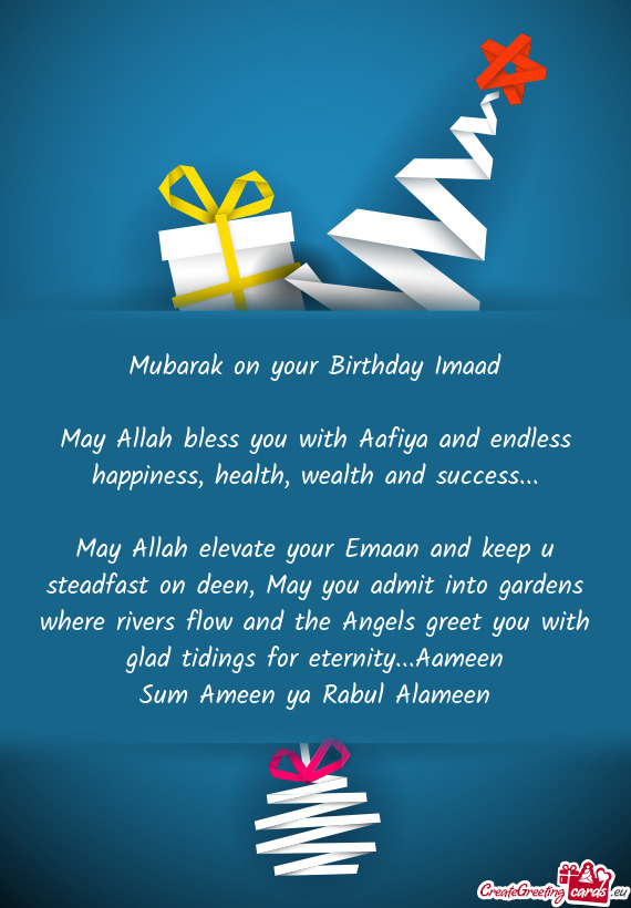 Mubarak on your Birthday Imaad