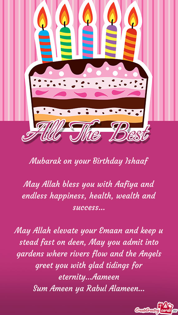 Mubarak on your Birthday Ishaaf