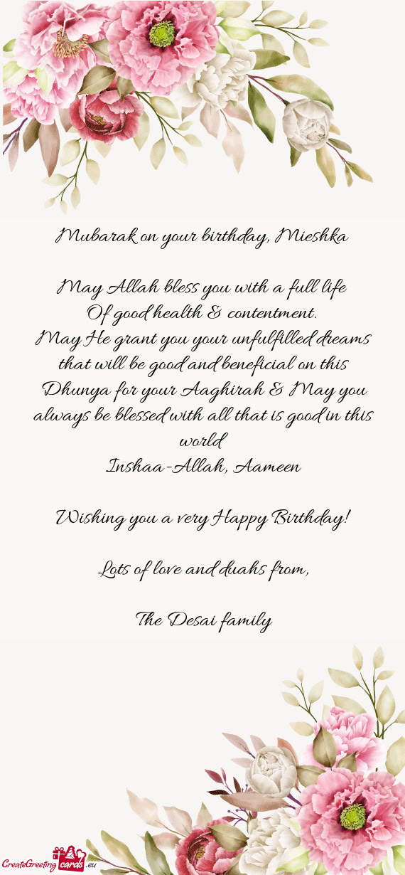 Mubarak on your birthday, Mieshka