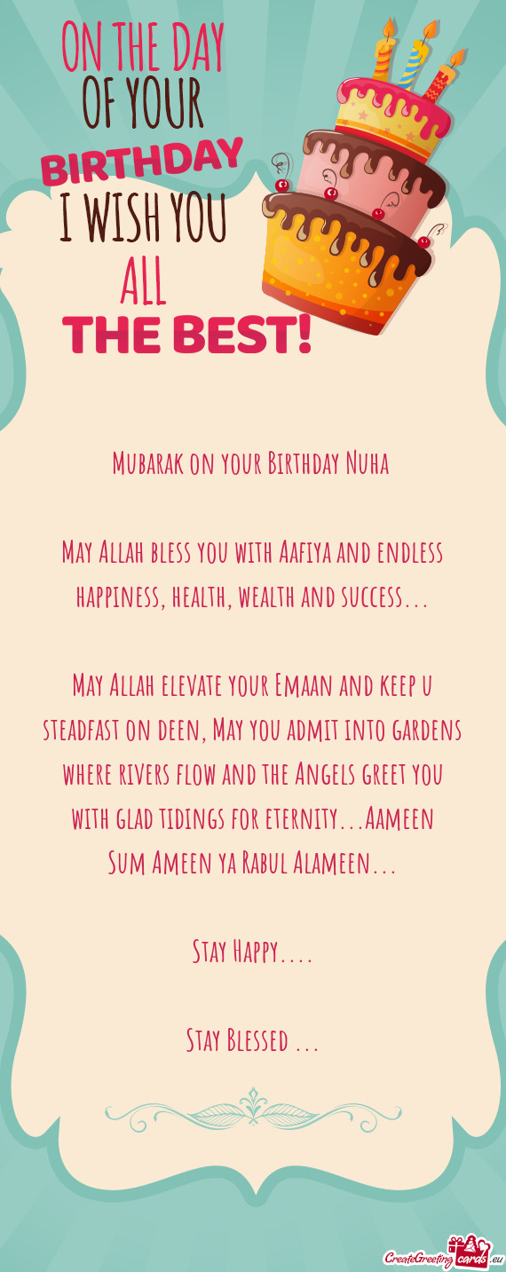 Mubarak on your Birthday Nuha