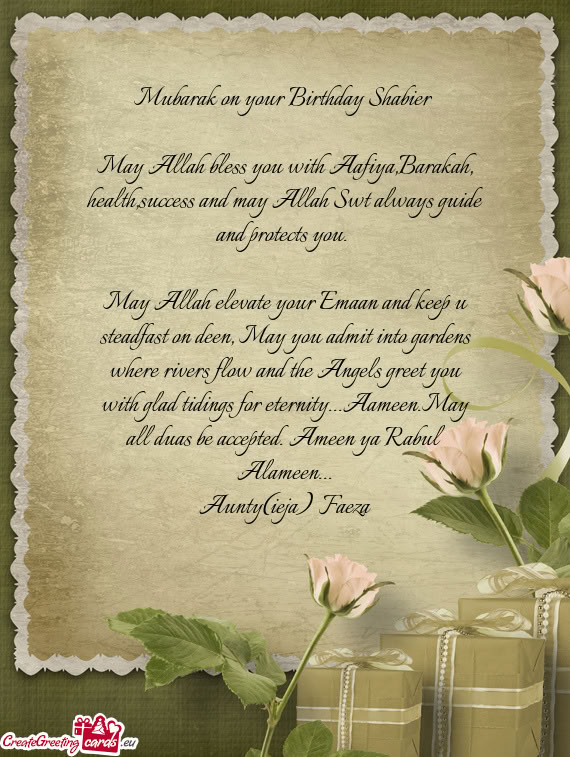 Mubarak on your Birthday Shabier