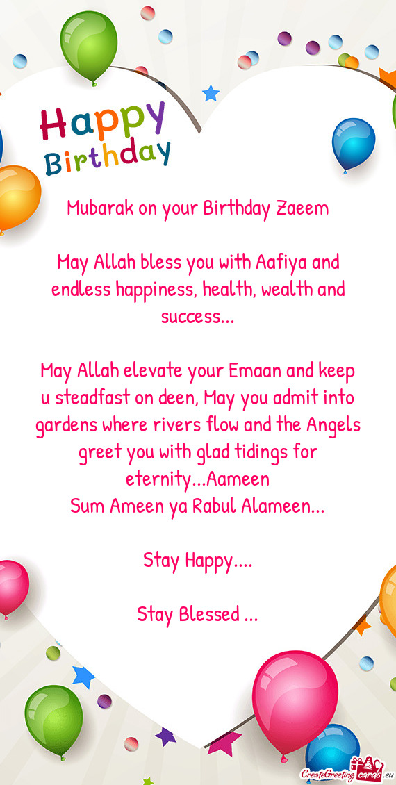 Mubarak on your Birthday Zaeem