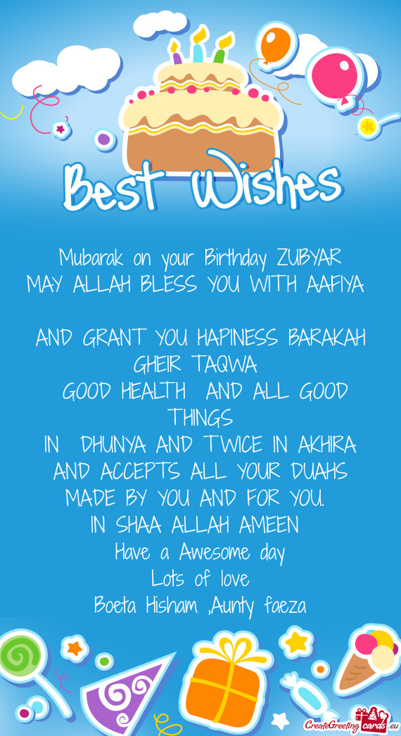 Mubarak on your Birthday ZUBYAR
