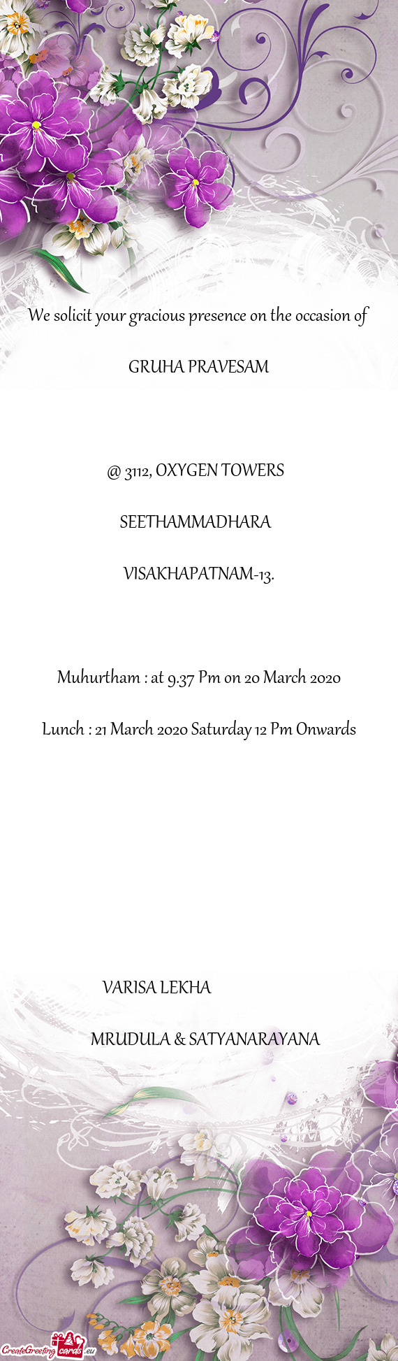 Muhurtham : at 9.37 Pm on 20 March 2020