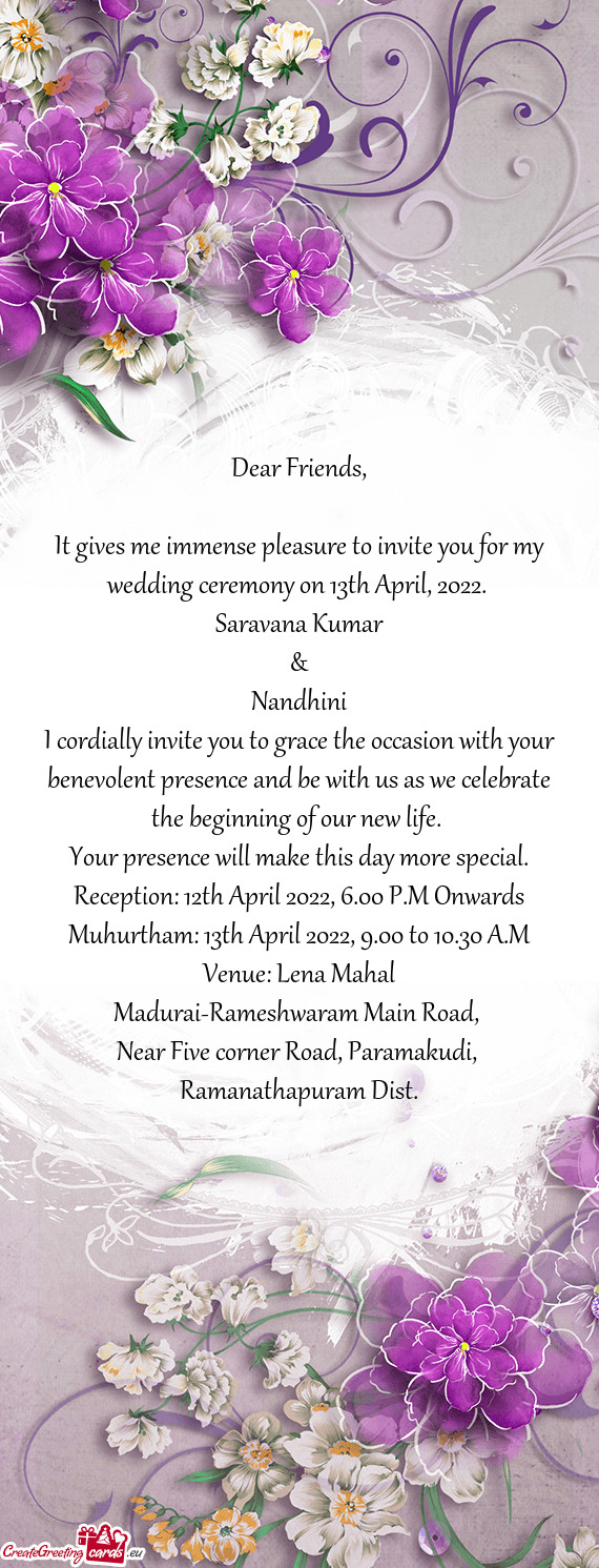Muhurtham: 13th April 2022, 9.00 to 10.30 A.M