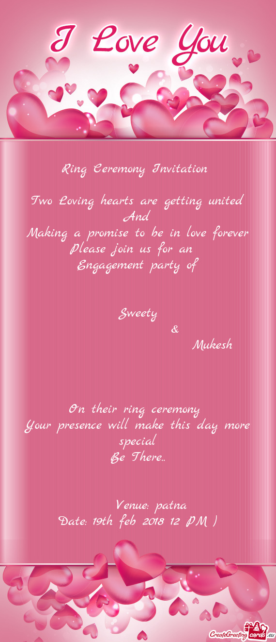 Mukesh    On their ring ceremony  Your presence will make this day more special Be There