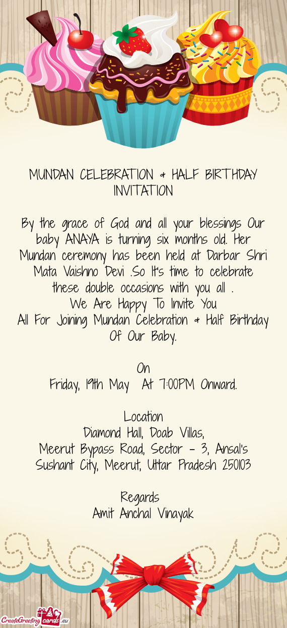MUNDAN CELEBRATION & HALF BIRTHDAY INVITATION