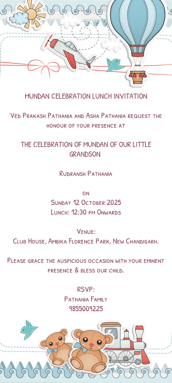 MUNDAN CELEBRATION LUNCH INVITATION
