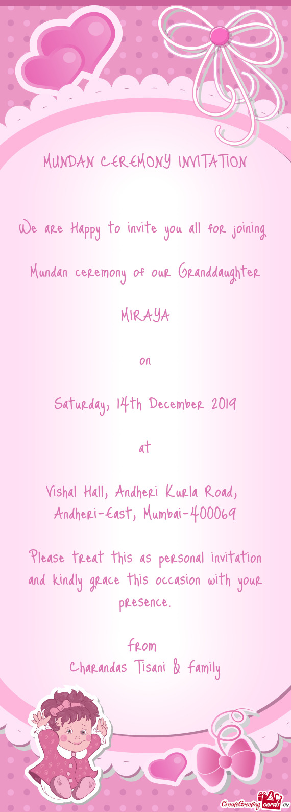 Mundan ceremony of our Granddaughter