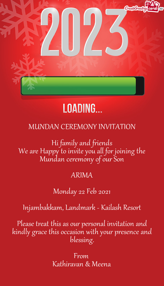 Mundan ceremony of our Son  ARIMA  Monday 22 Feb 2021  Injambakkam