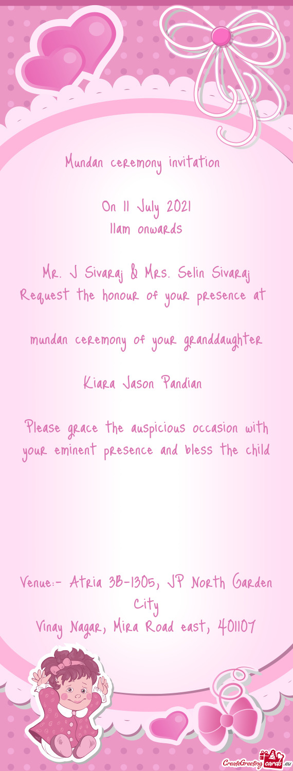 Mundan ceremony of your granddaughter