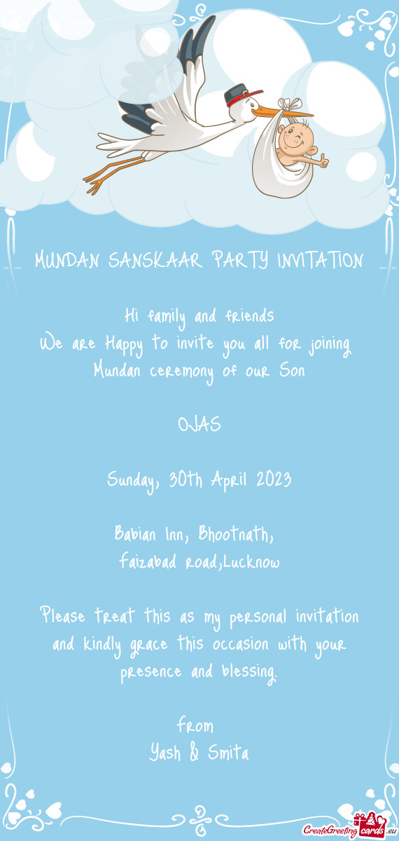 MUNDAN SANSKAAR PARTY INVITATION