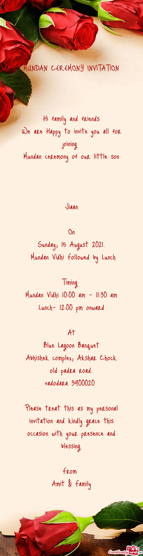 Mundan Vidhi Followed by Lunch
