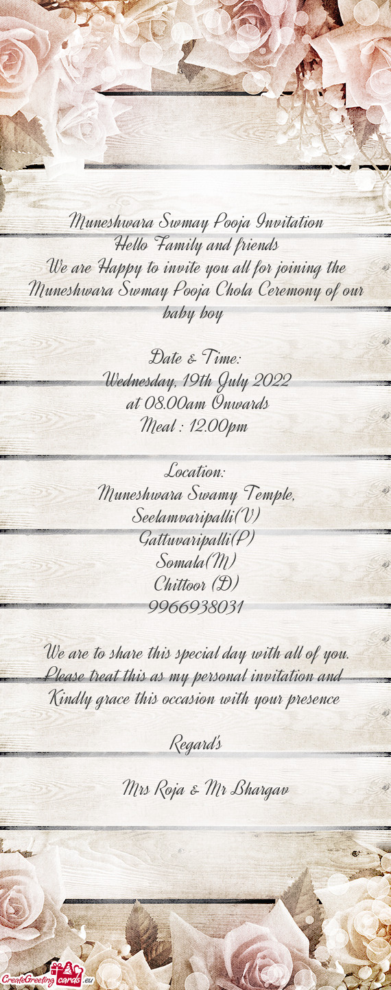 Muneshwara Swmay Pooja Chola Ceremony of our baby boy