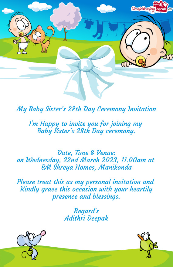 My Baby Sister’s 28th Day Ceremony Invitation