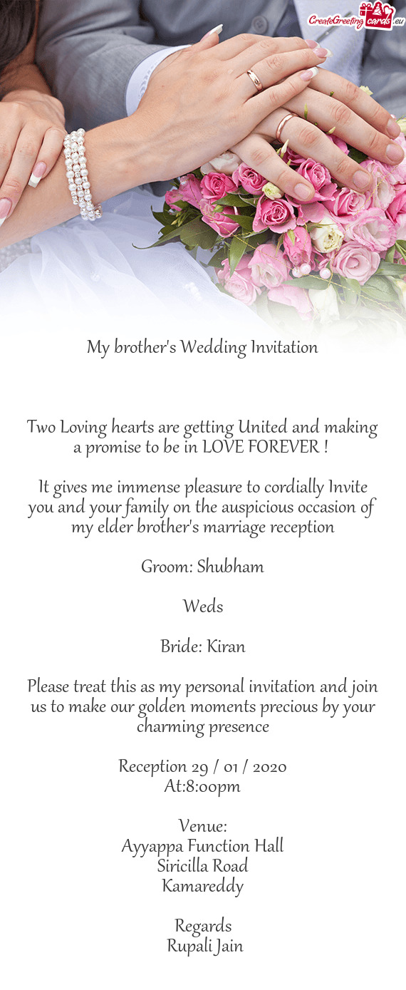 My brother's Wedding Invitation