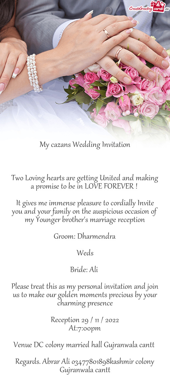 My cazans Wedding Invitation