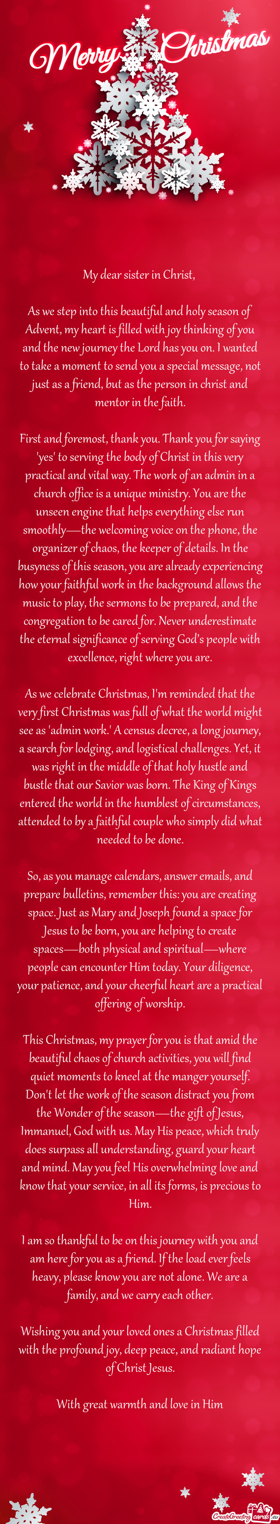 My dear sister in Christ