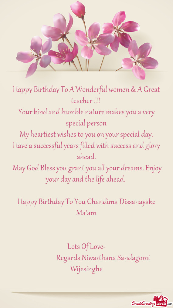 My heartiest wishes to you on your special day