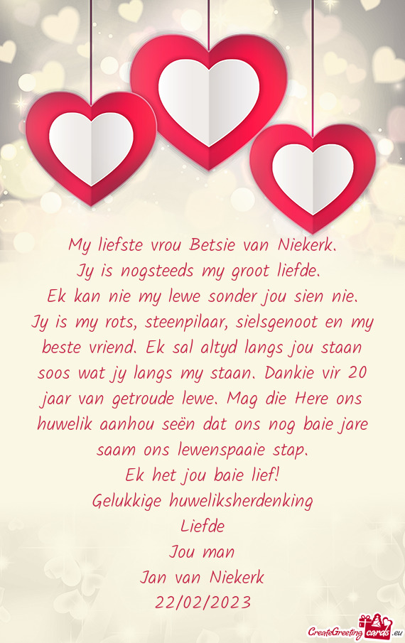 My liefste vrou Betsie van Niekerk