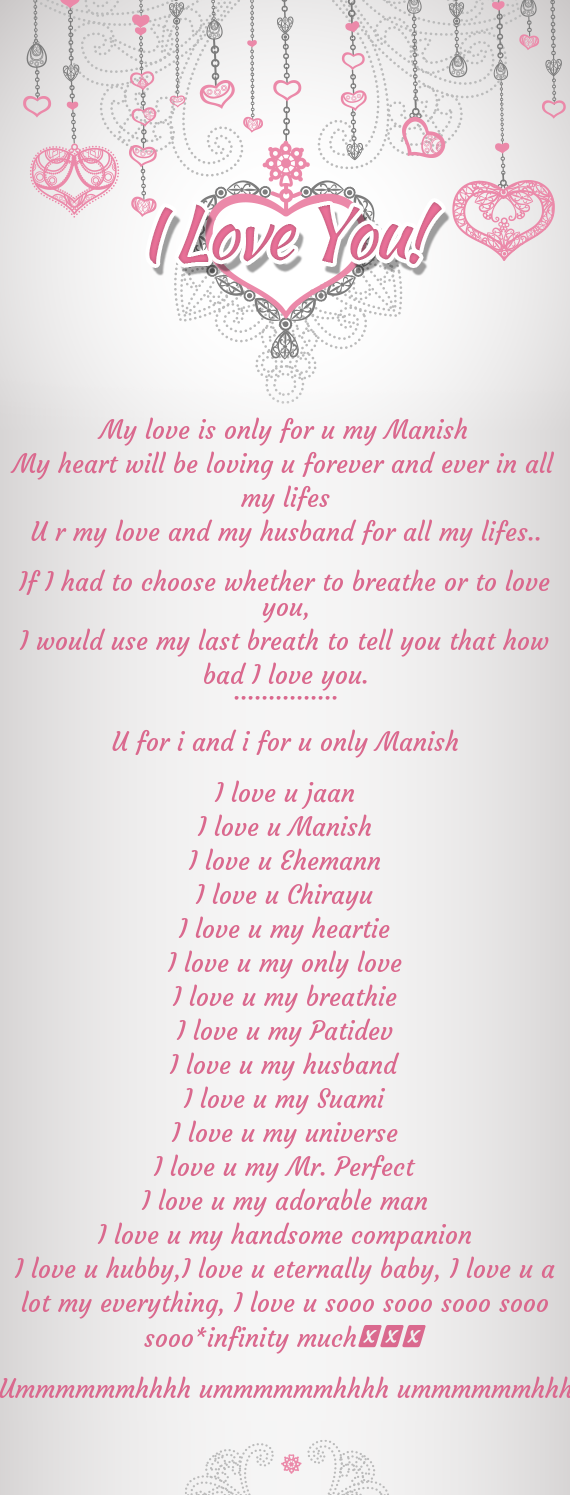 My love is only for u my Manish