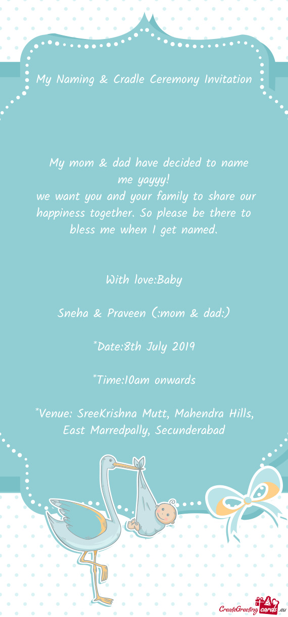 My Naming & Cradle Ceremony Invitation