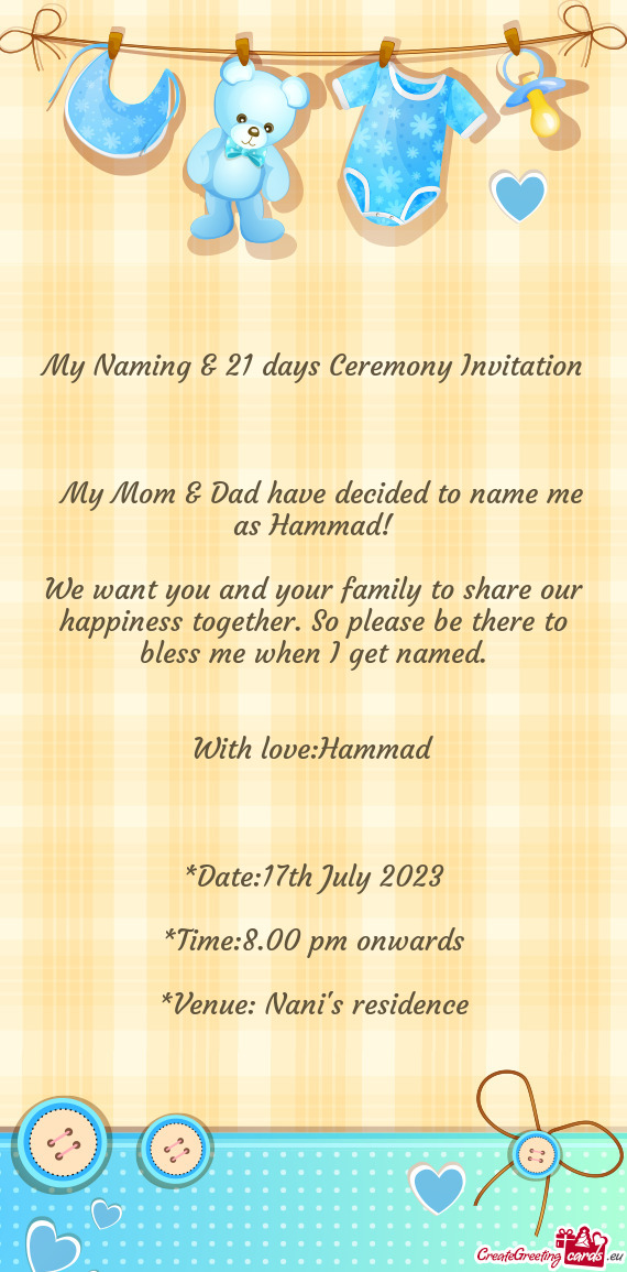 My Naming & 21 days Ceremony Invitation